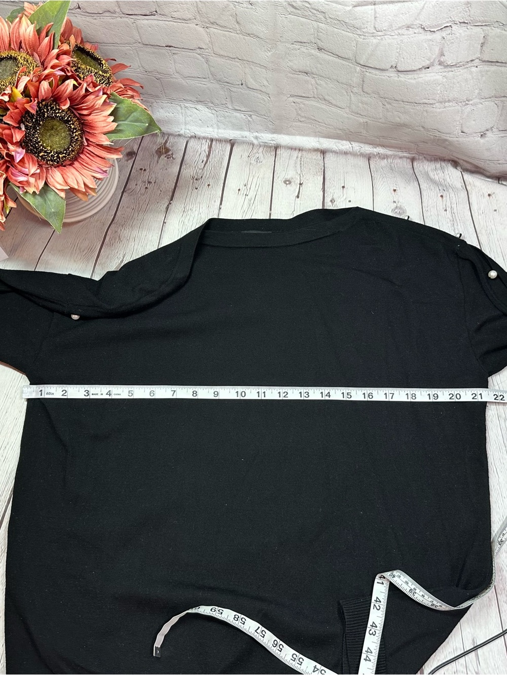 Talbots Black Sweater Pearl accent split Sleeves womens XL holiday glam feminine - Picture 4 of 7